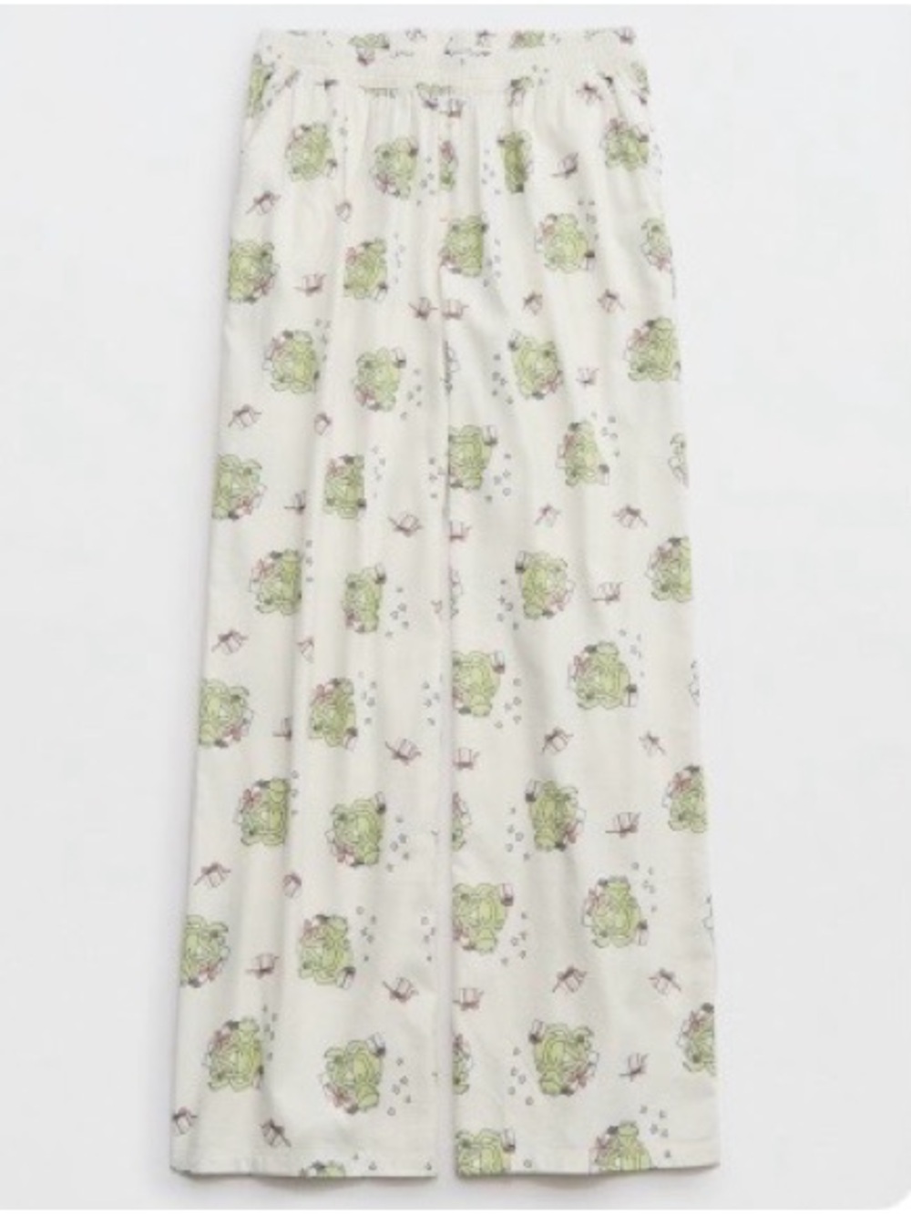 American Eagle Outfitters Cream Pajama Pants with Kermit the Frog Print